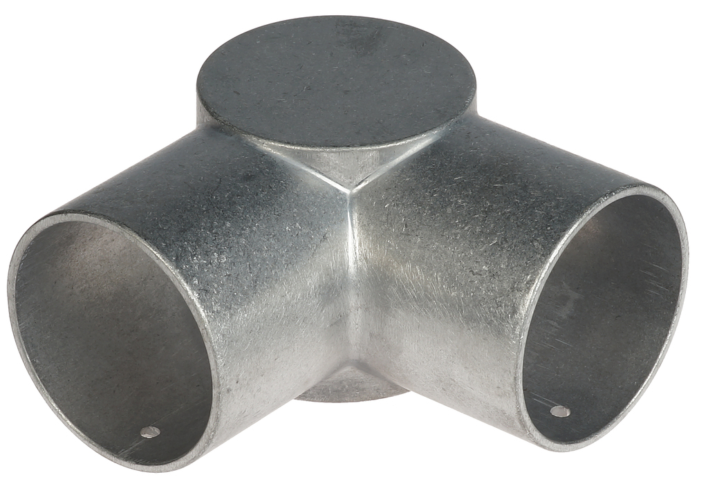 3-Wege Aluminium Außen-Eckstück 90 Grad für Rohr 60 mm, für stabile Dreiwegeverbindungen im Zaun- und Rahmenbau.