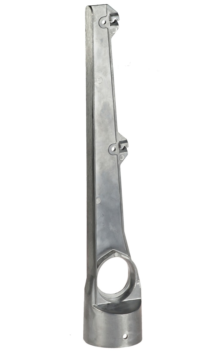 Ein gerader Stacheldrahtarm aus Aluminium für 60mm Rundpfosten mit zwei Halterungen zur sicheren Befestigung von Stacheldraht.