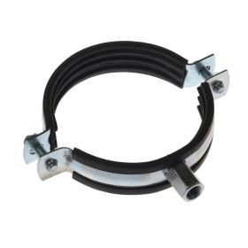 Rohrschelle M8/M10 verzinkt mit Gummieinlage zur Befestigung von Rohren mit 75 bis 105 mm Durchmesser an Wand oder Decke