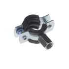 Rohrschelle mit M8/M10 Gewinde aus verzinktem Stahl mit Gummieinlage zur vibrationsdämpfenden Rohrmontage an Wand oder Decke