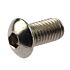 Eine Nahaufnahme einer silbernen M8 x 15 mm Rundkopfschraube mit Innensechskant-Antrieb aus hochwertigem Edelstahl 304 für Einbruchschutz.