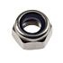 Sechskantsicherungsmutter M8 aus Edelstahl 304 mit blauem Polyamid-Klemmteil zur Vibrationssicherung nach DIN 985 Standard.