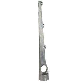 Detailansicht Aluminium gerader Stacheldrahtbügel für 3 Drähte, zur Montage auf Rundpfosten und Rohren, in Aluminium, Schwarz, Grün oder Grau erhältlich.