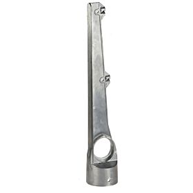 Ein gerader Stacheldrahtarm aus Aluminium für 60mm Rundpfosten mit zwei Halterungen zur sicheren Befestigung von Stacheldraht.