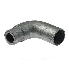 Ein robuster 90-Grad-Bogen-Rohrverbinder aus verzinktem Temperguss für industrielle Rohrleitungen und Geländersysteme mit 1 1/2 Zoll Durchmesser.