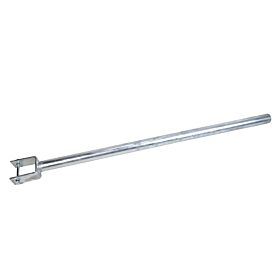 Lange, gerade Aufsteckverlängerung aus feuerverzinktem Metall mit einer U-Halterung und Sicherungsbolzen für die stabile Pfostenmontage.