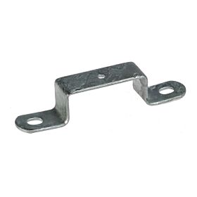 Eine feuerverzinkte Halbschelle aus Metall für quadratische Zaunpfosten mit einer Größe von 60x60 Millimetern für Gittermattenzäune.