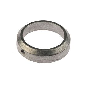 Ein runder, grauer Aluminium-Klemmring mit einer seitlichen Gewindebohrung zur sicheren Fixierung auf Rohren oder Wellen vor weißem Hintergrund.