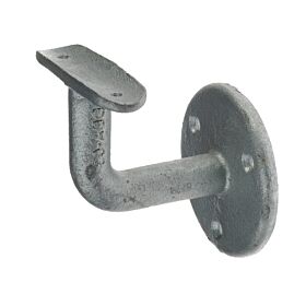 Ein robuster, galvanisierter DDA03 Wandhalter mit runder Basisplatte und Sattelauflage zur stabilen Befestigung von Handläufen an Wänden.