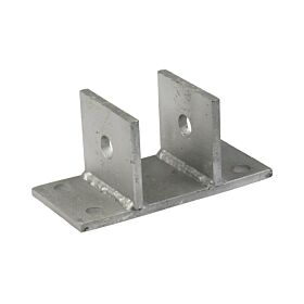 Eine feuerverzinkte schmale Wandhalterung aus Metall mit einer U-Form und vier vorgebohrten Löchern zur stabilen Befestigung von Trenngittern.