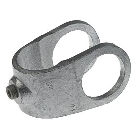 Ein feuerverzinkter variabler Kreuzverbinder G156 A35 aus Temperguss mit integrierter Stellschraube zur stabilen Verbindung von zwei runden Metallrohren.