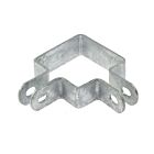 Feuerverzinkter doppelter Stahlwinkel für 60x60mm Quadratprofile mit vier Montagelöchern zur stabilen Eckverbindung von Vierkantrohren im Außenbereich.