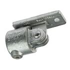 Ein feuerverzinkter G169 Gelenkverbinder aus Temperguss mit Montageplatte für flexible Wandanschlüsse in stabilen Rohrkonstruktionen.