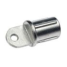 Silberne innenliegende Aluminium Endkappe mit Öse zur Befestigung von Rohrkonstruktionen und Streben mit einem Durchmesser von 42mm.