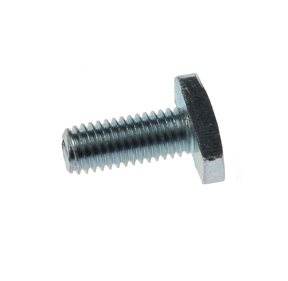 Detailansicht einer Hammerschraube M8x20 aus galvanisch verzinktem Stahl für die sichere Befestigung in Montageschienen und Profilsystemen.