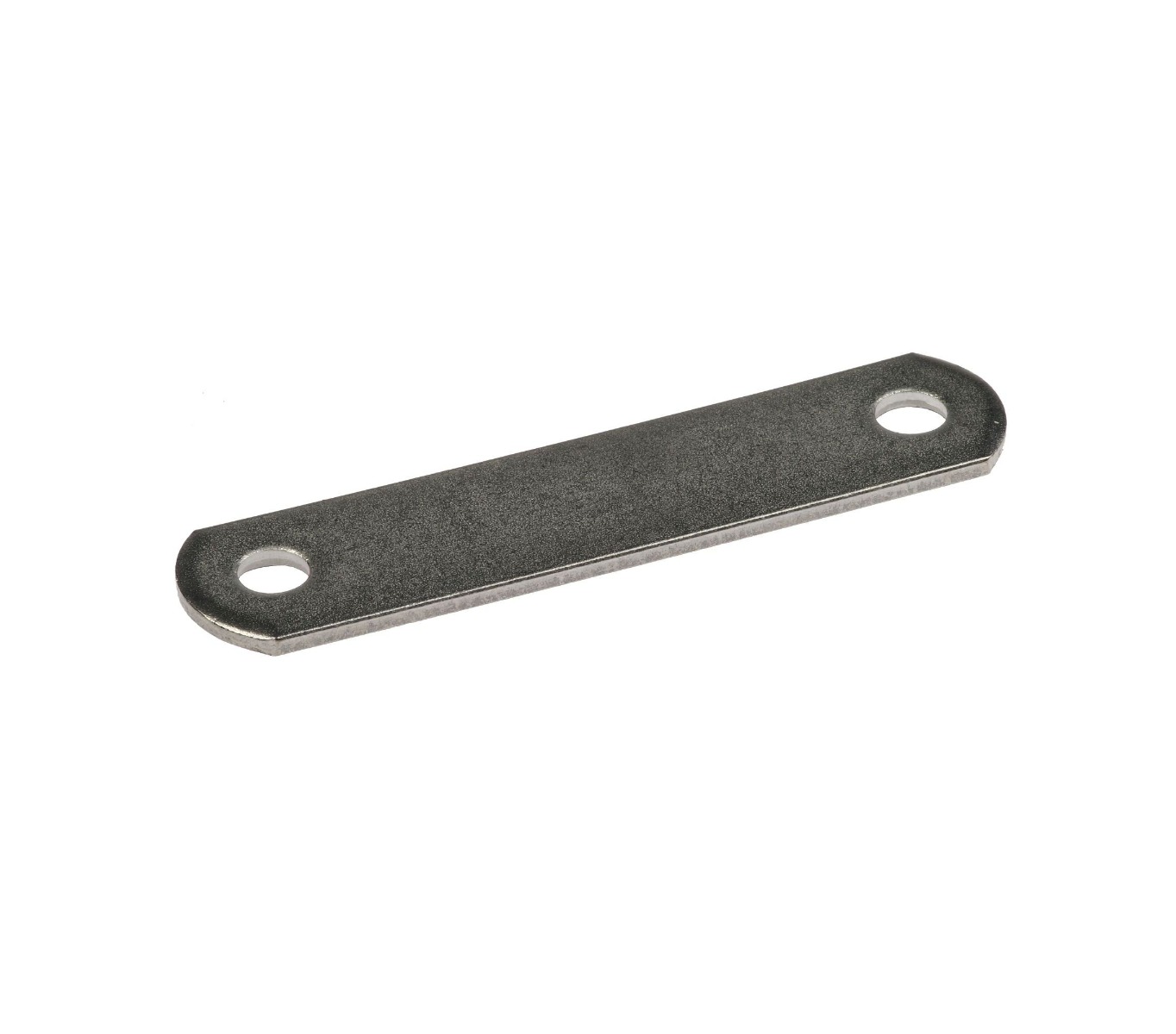 Ein flacher Metallsteg aus Edelstahl 304 mit zwei Bohrungen an den Enden zur Verwendung mit Bügelschrauben.