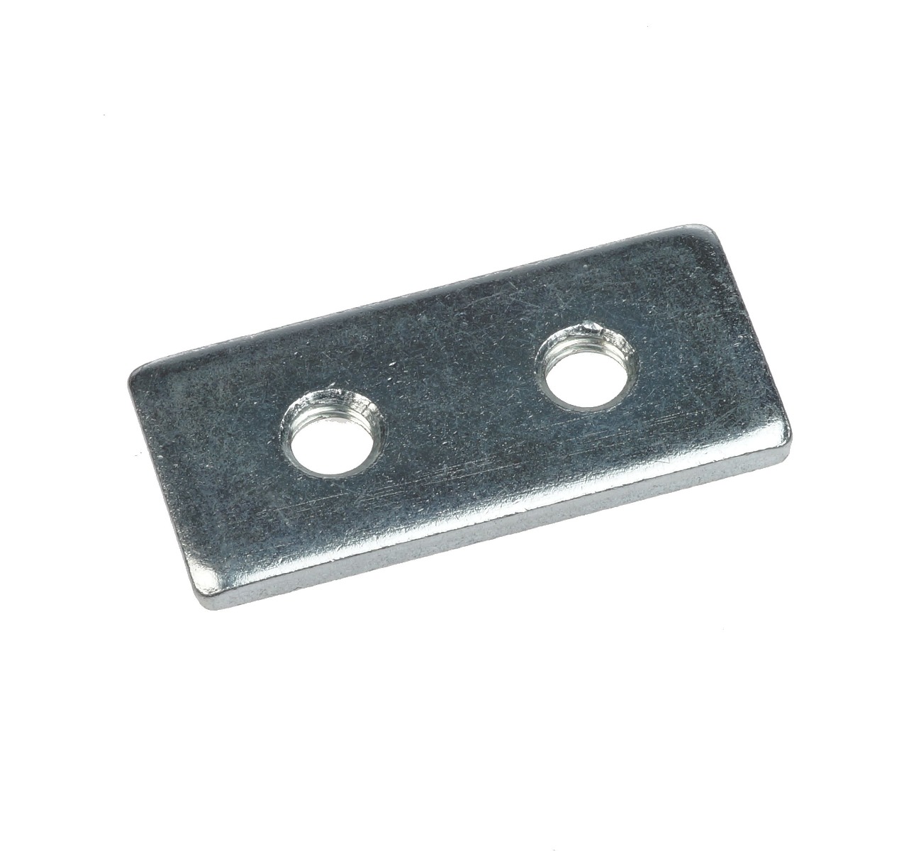 Rechteckige metallene Gleitmutter BK1 BK2 mit zwei M10 Gewindebohrungen in verzinkter Ausführung für Montageschienen.
